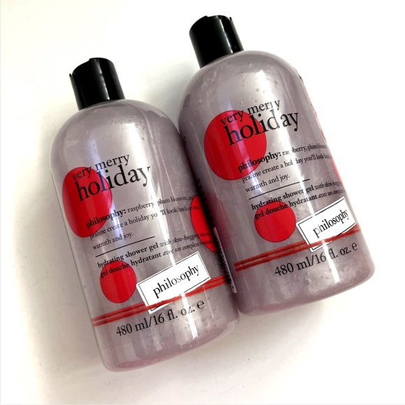 2pc Philosophy Very Merry Holiday Shower Gel Sealed 16oz – 480ml Raspberry - Picture 2 of 3